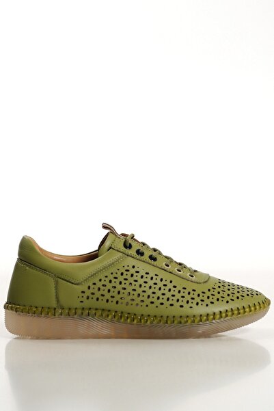 SAYL حذاء كاجوال من الجلد الطبيعي باللون الأخضر حذاء نسائي يومي