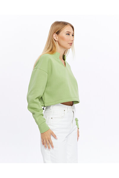 Bella Dossi Полярна та м'яка товста внутрішня частина V-подібний комір Кроп-светр