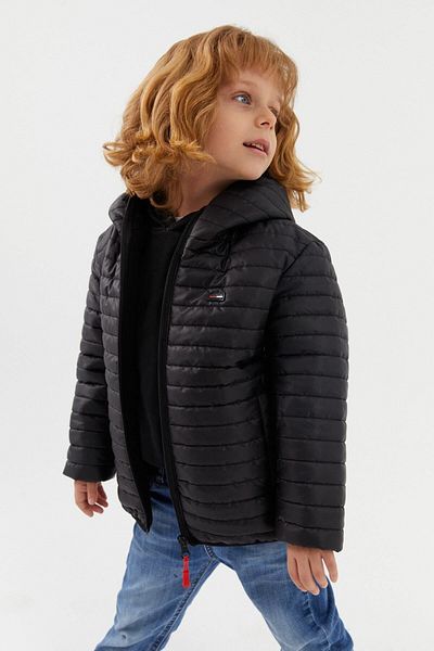 RİVERCLUP Boy's Water and Windproof Fiber Black Hooded Jacket