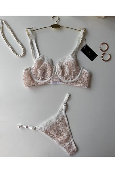 İntive Lingerie Miley Γυναικείο Σετ σουτιέν με λεπτομέρεια από τούλι με λεπτομέρεια δαντέλας Γυναικείο Σετ σουτιέν B Cup
