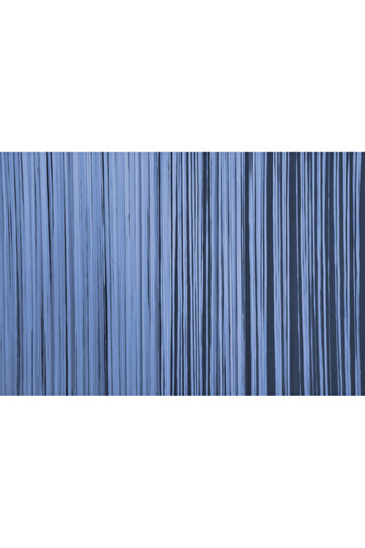 AKÇA TEKSTİL Blue Rope Curtain - 100 cm Length, 210 cm Ready Buttons, Sewn