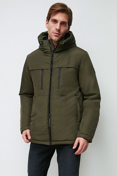 RİVERCLUP Khaki Men's Winter Jacket - Water and Windproof, Hooded