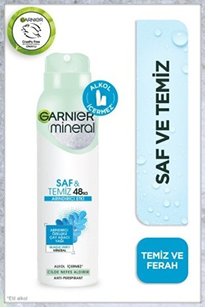 Garnier 2'li Mineral Saf ve Temiz Sprey Kadın Deodorant Seti, 72 Saat Etkili
