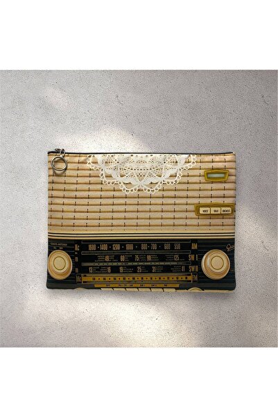 Herşey Nota Vintage ραδιόφωνο με δαντέλα - Ρετρό τσάντα χειρός με επικόλληση