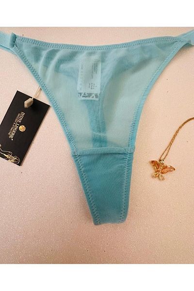 İntive Lingerie Tanga de calitate superioară pentru femei Eloise, cu țesătură transparentă din tul (roz, negru, albastru, portocaliu)