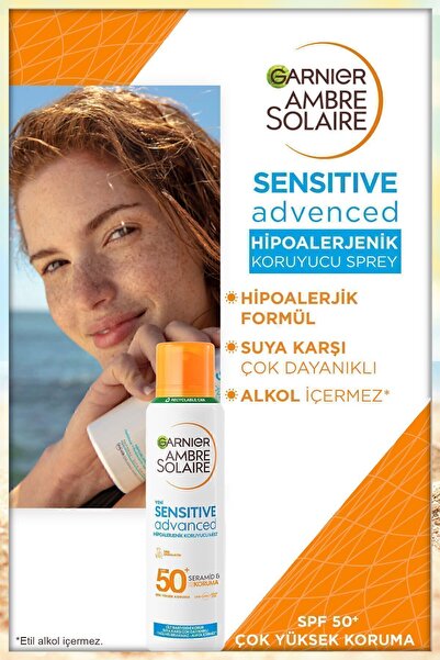 Garnier Ambre Solaire Hassas Ciltler Için Güneş Koruyucu Sprey Spf 50 150 ml