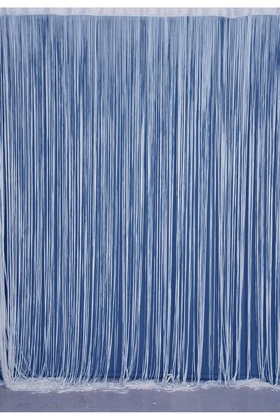 AKÇA TEKSTİL Blue Rope Curtain - 100 cm Length, 210 cm Ready Buttons, Sewn