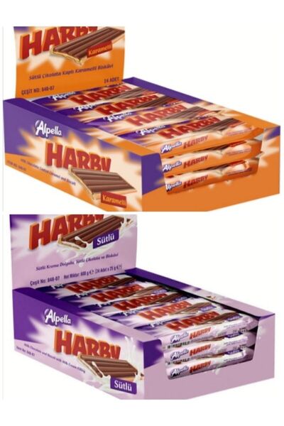 Alpella Harby Sütlü Bisküvi 25 Gr. Harby Kramelli 25 Gr..(( 2 KUTU))