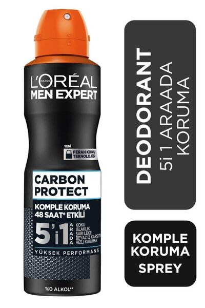 L'Oreal Paris Men Expert Carbon Protect Anti Perspirant 5'i 1 Arada Erkek Sprey Deodorant 150ml 3'lü Set