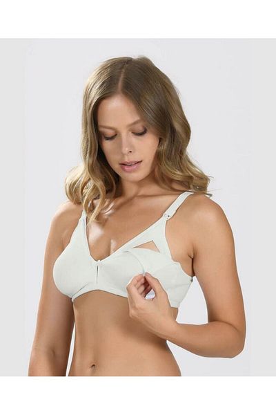İntive Lingerie Sutien pentru alăptare fără cusături din bumbac NBB, fără cupă, fără sârmă -3581