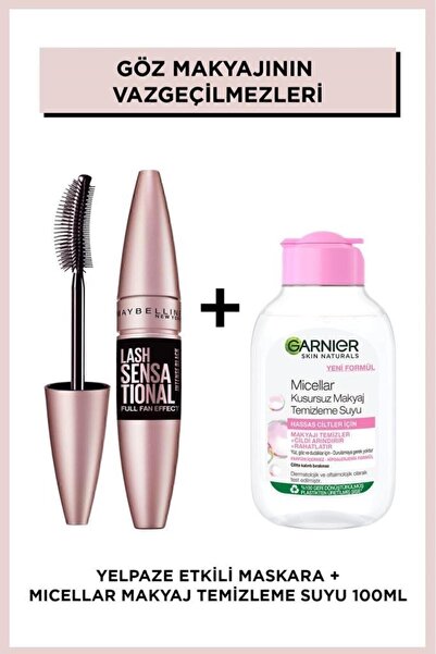 Maybelline New York Lash Sensational Yelpaze Etkili Ekstra Siyah Maskara & Ga...
