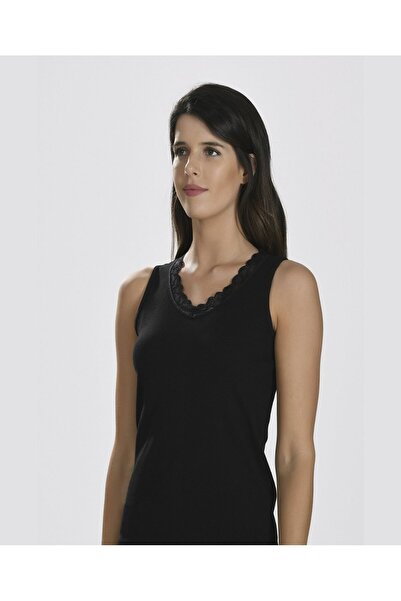 İntive Lingerie NBB V-Neck Lace Ribbed Cotton Undershirt -678