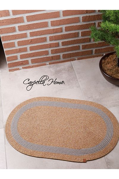CARPELLA HOME Jute, Patterned Gray Stripe, Doormat, Doormat, Bathroom Mat, Balcony Mat / Gift, Houseware
