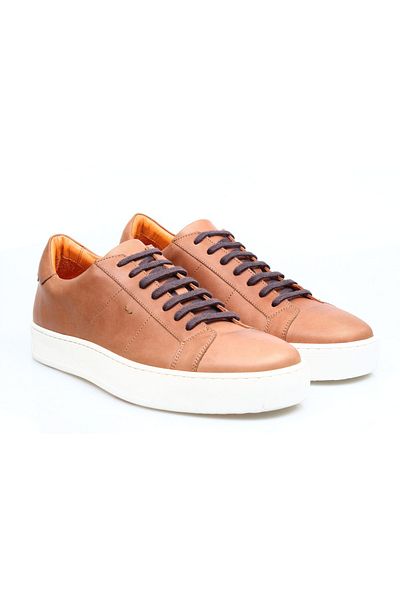 Butik ORANGE COLOR KHAKI LEATHER SHOES WITH LACES