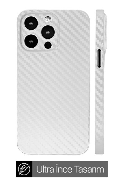 bast iPhone 13 Pro Max Uyumlu Telefon Kılıfı Carbon Beyaz
