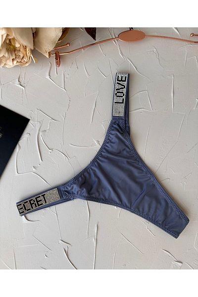 İntive Lingerie Doja Dense Rhinestone Love Secret Written Network Bumbac importat Tanga din satin