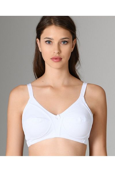 İntive Lingerie NBB Classic Gatherer Μη υποστηριζόμενο χτενισμένο βαμβακερό μικροσουτιέν (Λευκό, Μαύρο, Μαύρο)