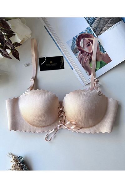 İntive Lingerie Lady Laser Cut Front Tie Imported Push-up Maximizer Bra
