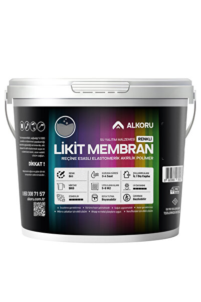 ALKORU 5 KG Gri Likit Membran Renkli Reçine Esaslı Sıvı Su Yalıtım Malzemesi