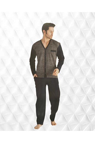 Mefa Pijama Erkek Hastane Kullanımına Uygun Önden Komple Düğmeli Pamuklu Pija...