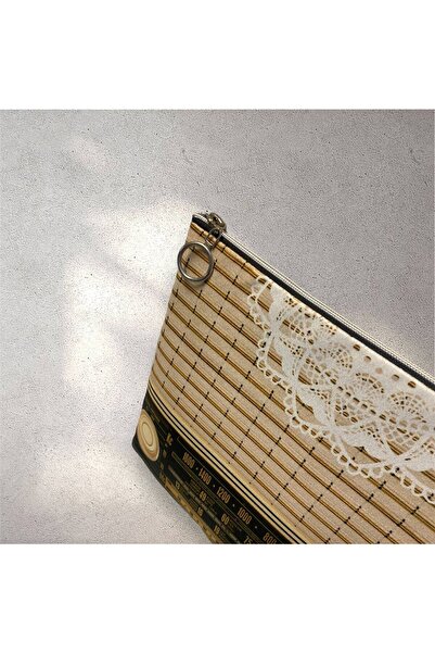 Herşey Nota Vintage ραδιόφωνο με δαντέλα - Ρετρό τσάντα χειρός με επικόλληση