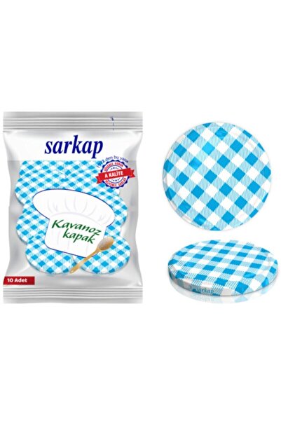 Sarkap Hijyenik Paketli 10 Adet Kavanoz Kapağı - Mavi Ekose- 82mm