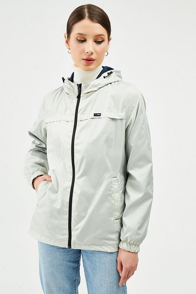 RİVERCLUP Wasserdichter Damen-Regenmantel mit Kapuze und gefütterter Tasche in Steinoptik – Windjacke