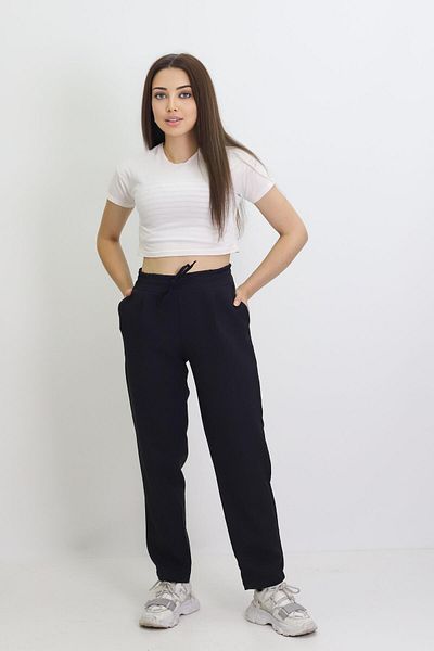 Kamex Pantaloni clasici de damă - negri, cu buzunare pentru gantere și elastic la spate
