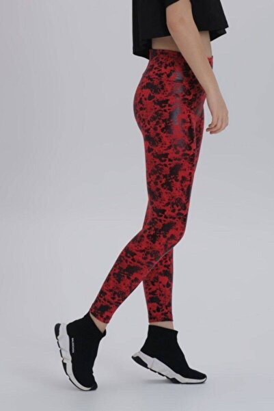 DAVID&GERENZO Kırmızı Kadın Desenli Yüksek Bel Uzun Tayt