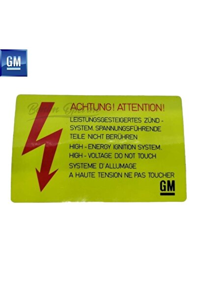 GM Opel Ön Panel Dikkat Yüksek Enerji Etiketi Fosforlu Sarı 5.7x8.9cm (achtun...