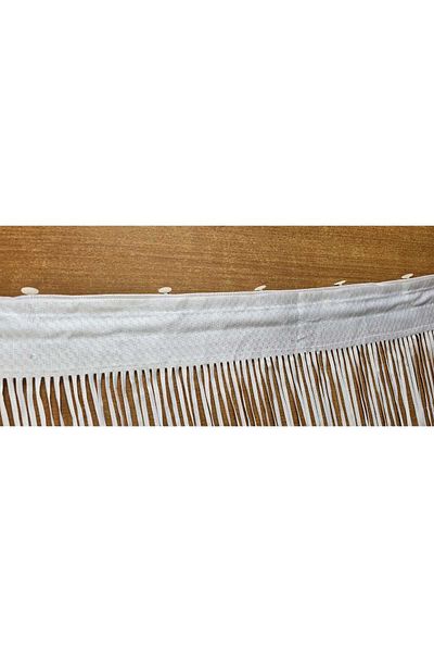 AKÇA TEKSTİL White Rope Curtain - Plain, 100 cm Length, 210 cm Ready Buttoned