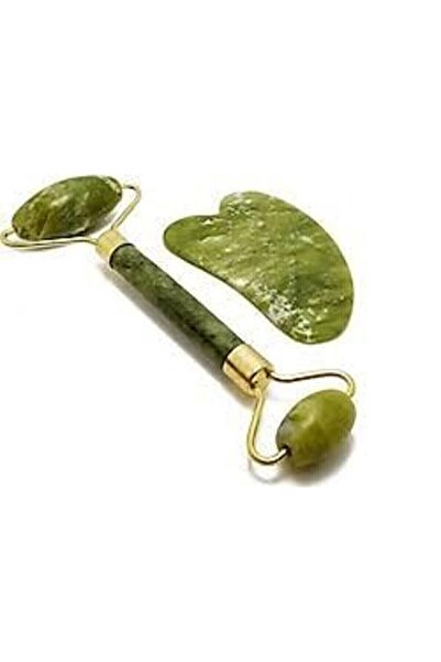 İnka Roller Jade Roller %100 Doğal Taş Masaj Aleti Ve Kalp Gua Sha Yüz Bakım Taşı