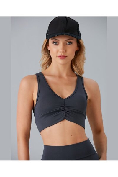 İntive Lingerie Aurafit Жіночий кроп-топ з збірками спереду і хрестоподібним покриттям ззаду/бюстгальтер