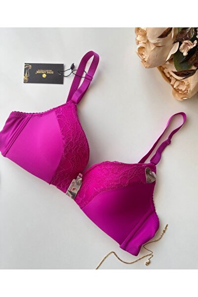 İntive Lingerie Φούξια δαντέλα με λεπτομέρεια με ελαφρύ σουτιέν με επένδυση (Intive Limited)