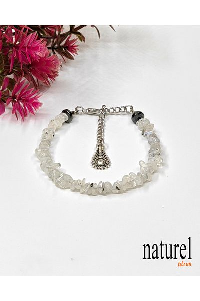 Naturel Tılsım Moon Stone Broken Natural Stone Lady Bracelet