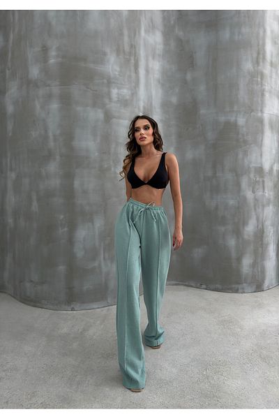 Patreon Water Green Linen Blend - Loose Cut Women's Trousers