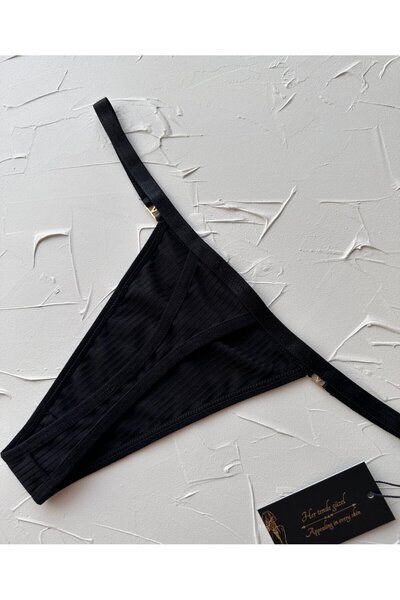 İntive Lingerie Στρινγκ Victoria 95% βαμβακερό Twill με αξεσουάρ στα πλαϊνά V