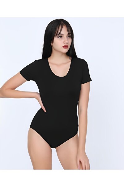 İntive Lingerie U Collar Short Sleeve NBB Body - Undershirt with Snap Fasteners at the Bottom -2945