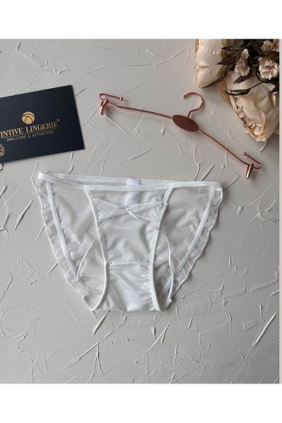 İntive Lingerie Lucia stil japonez - Chiloți slip cu tul din satin și detaliu cu panglică - 2858