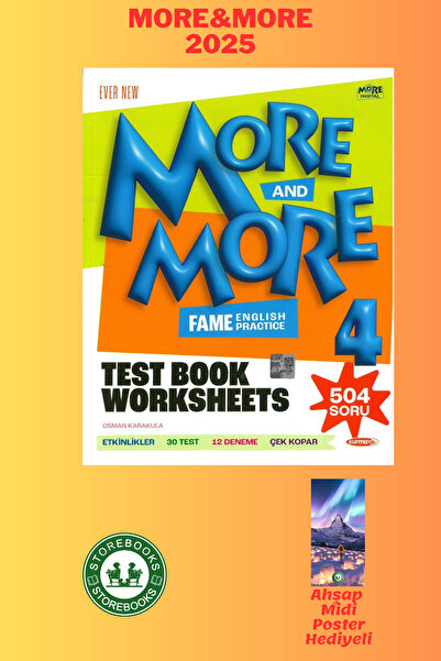 Genel Markalar 4.Sınıf More&More English Test Book WorkSheets Ahşap Poster He...