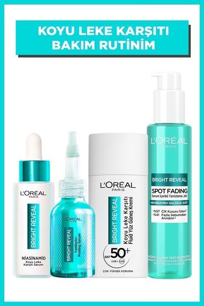 L'Oreal Paris Bright Reveal Koyu Leke Karşıtı Cilt Bakım Seti & SPF 50+ Koyu Leke Karşıtı Yüz Güneş Kremi