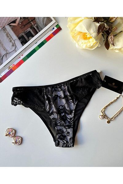 İntive Lingerie Black Lace White Fabric Detailed Transparent Back Slip