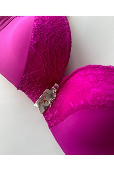 İntive Lingerie Φούξια δαντέλα με λεπτομέρεια με ελαφρύ σουτιέν με επένδυση (Intive Limited)