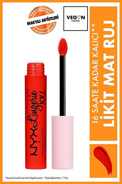 NYX Professional Makeup Lip Lingerie Xxl Mat Likit Ruj On Fuego