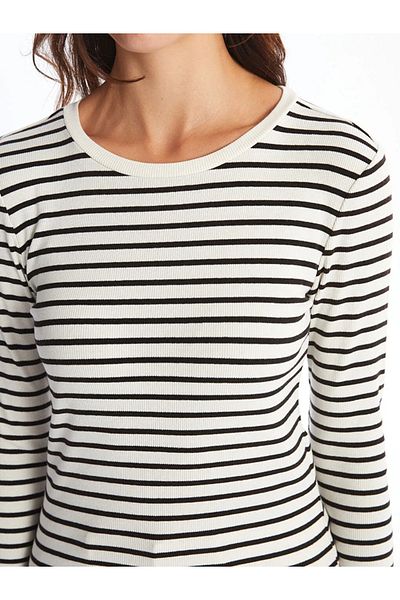 LC Waikiki LCW Vision White Stripes - Tricou pentru damă cu gâtul turn