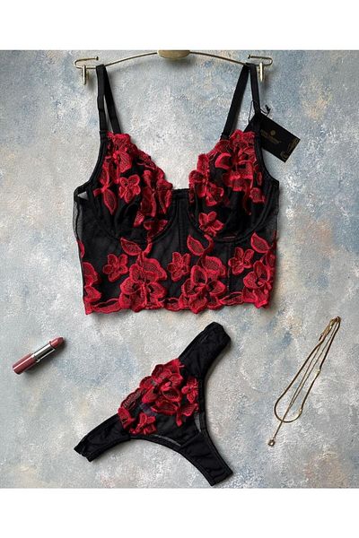 İntive Lingerie Σετ σουτιέν Cherry Baby Μαύρο/ροζ Floral