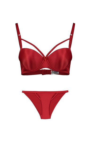 İntive Lingerie Nbb Stone Paste Low-Cut Stripe Detailed Push-Up Bra Suit -4011