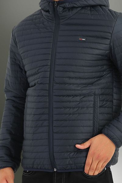D1fference Ανδρικό αθλητικό παλτό Navy Blue - με επένδυση, αντιανεμικό, κουκούλα