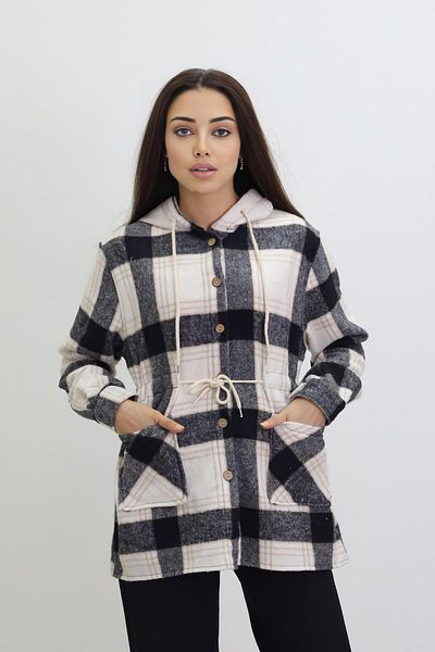 Kamex Cămașă de damă Lumberjack cu glugă în carouri Negru Negru Gri