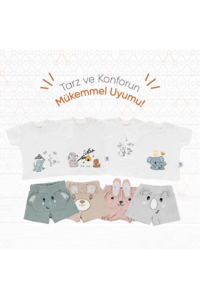 Gezenbebe Hero Koala Patterned Baby T-shirt and Embroidered Shorts Set